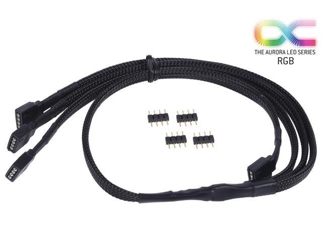 Alphacool Y-cable RGB 4pol to 3x 4pol with connector, 60cm, Black