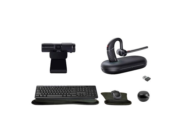 Yealink BH71 Mono Bluetooth Headset with Noise Canceling mic Bundle with Cam 313 2MP Webcam, MK270 Wireless Keyboard and Mouse, Mini Speaker, Gel...