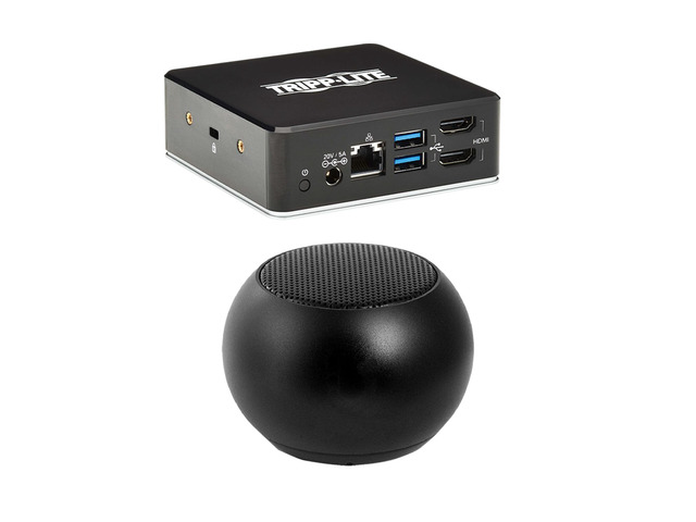 Tripp Lite USB-C Universal Dock Supporting Dual Display, FHD, 85W, HDMI and USB Hub Workstation Bundled With Bluetooth Mini U Speaker and Built-in...