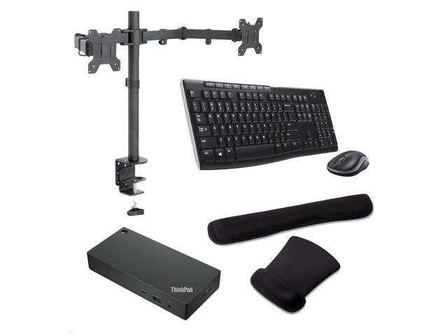 Lenovo ThinkPad Universal Smart USB-C Dock 96W 4K, HDMI, USB-C, DisplayPort, Bundled with Desk Mount Dual Monitor Stand, MK270 Wireless Keyboard &...