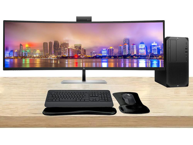 HP Workstation Bundle Z2 G9 Tower i7k, 64GB RAM, 1TB SSD, Windows 11 Pro, 549pm 49' Curved DQHD Monitor and MK650 Wireless Keyboard & Mouse with...
