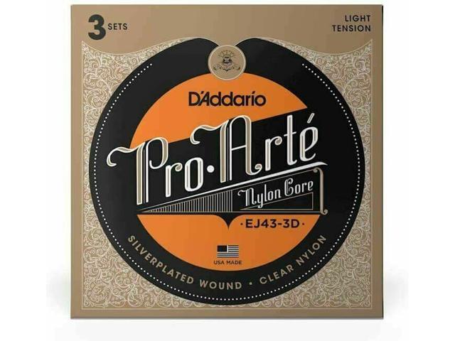 D'Addario EJ43 Pro-Arte Nylon Classical Guitar Strings, Light Tension, 3 Sets