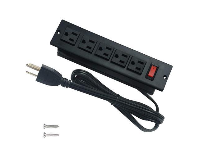 Desk Outlets Recessed Power Strip Without Usb Ports Mountable Power Strip Under Desk Power Charging Station With 5Ac Outlets Black