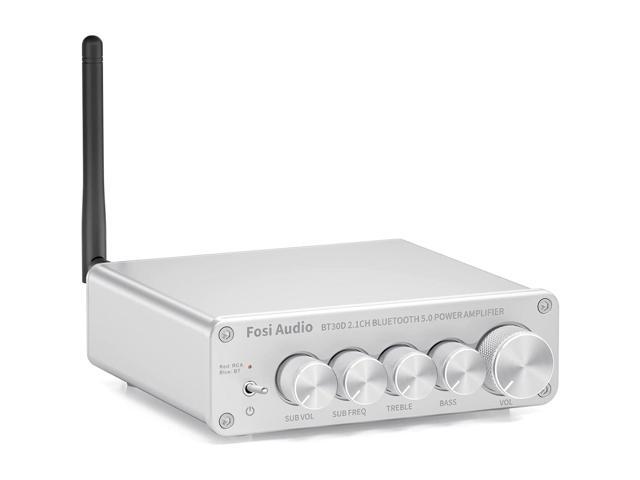 Zell Bt30D-S Bluetooth 5.0 Stereo Audio Receiver Amplifier 2.1 Channel Mini Hi-Fi Class D Integrated Amp 50 Watt X2+100 Watt For Home Outdoor...