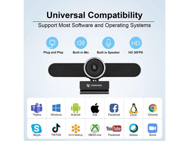 Zell 4K Conference Room Webcam With Dual Microphones And Speaker, Computer Video Camera With Wide Angle Ai Auto Framing For Streaming Meeting,...