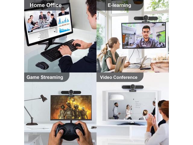 Zell 4K Conference Room Webcam With Dual Microphones And Speaker, Computer Video Camera With Wide Angle Ai Auto Framing For Streaming Meeting,...