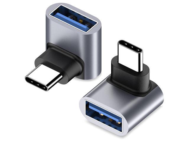 Zell 90 Degree Usb To Usb C Adapter 2 Pack, Up & Down Angled Usb-C To Usb Adapter,Thunderbolt 4/3 To Usb Female Adapter Converter For Macbook Pro.
