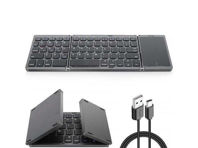 Zell Foldable Bluetooth Keyboard, Tri- Folding Portable Wireless Keyboard With Touchpad, Usb Rechargable Bt Wireless Keyboard For Android, Windows...