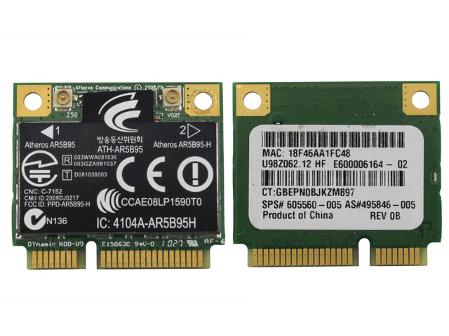 HP 605560-005 Atheros 9285G 802.11 B/G/N Wifi Adapter (For Use In All Countries And Regions)