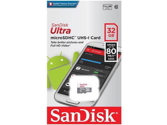 SanDisk 32GB microSD Ultra 80MB/s C10 microSDHC SD SDHC 32G SDSQUNS-032G *sliver