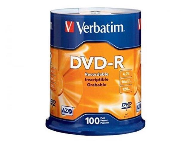 Verbatim 4.7GB up to 16x Branded Recordable Disc DVDR 100Disc Spindle 95102