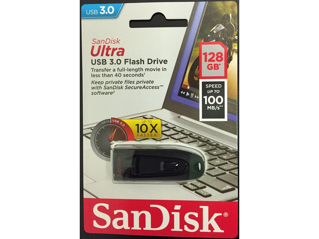 SanDisk 128GB Cruzer Ultra USB 3.0 100MB/s Flash Pen Drive SDCZ48-128G-U46