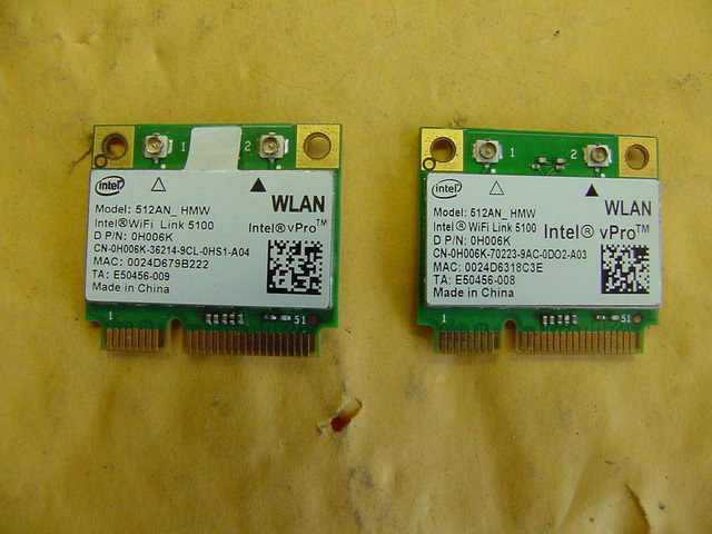 Dell Latitude E6400 E6500 E5400 F8 Wifi 5100 Card P/N H006K, 0H006K LOT OF 2