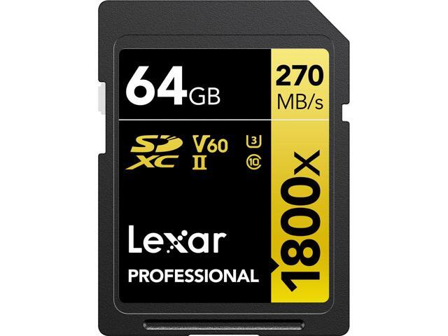 Lexar 64GB Professional 1800x UHS-II SDXC Memory Card (GOLD Series)