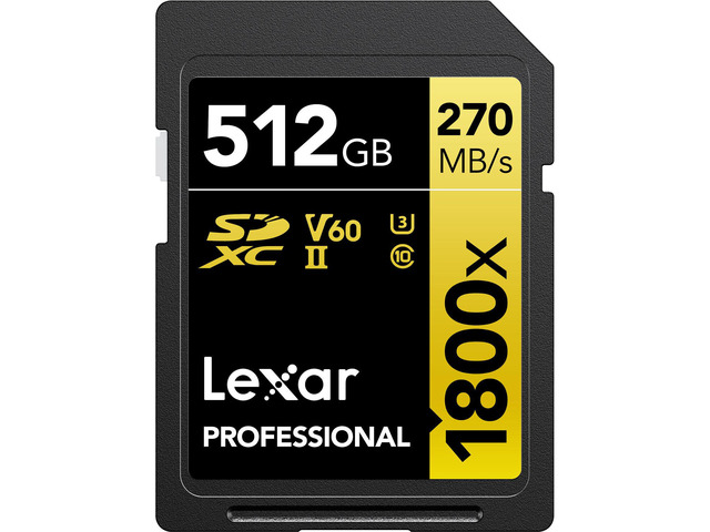 Lexar GOLD Series Professional 1800x UHS-II SDXC Memory - 512GB, Card