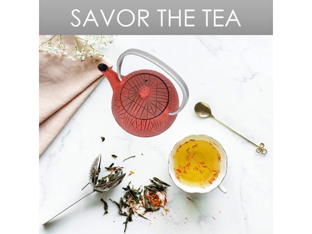 Spigo Hakone Cast Iron Enamel Teapot With Stainless Infuser, Red, 33 Ounces
