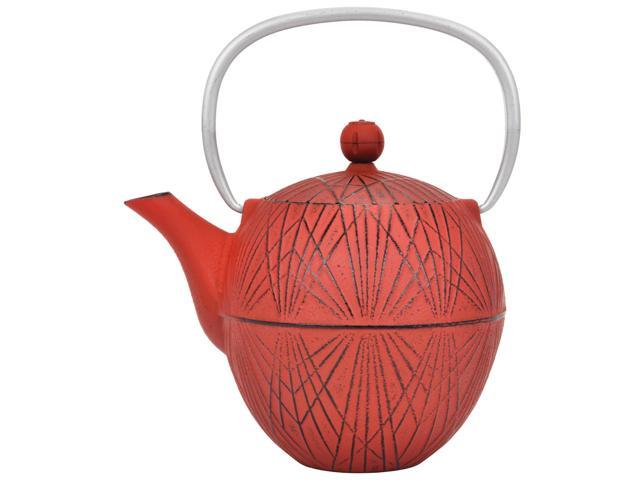Photos - Glass Spigo Hakone Cast Iron Enamel Teapot With Stainless Infuser, Red, 33 Ounce