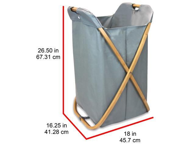 Oceanstar Bamboo Folding X-Frame Laundry Hamper Sorter