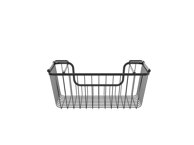 Oceanstar Stackable Metal Wire Storage Basket Set for Pantry, Countertop, Kitchen or Bathroom Black, Set of 2