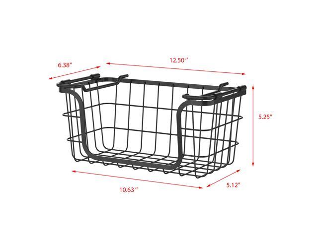 Oceanstar Stackable Metal Wire Storage Basket Set for Pantry, Countertop, Kitchen or Bathroom Black, Set of 3