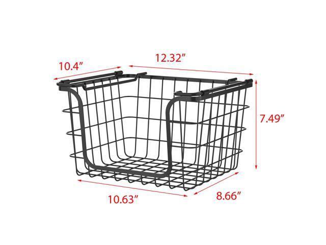 Oceanstar Stackable Metal Wire Storage Basket Set for Pantry, Countertop, Kitchen or Bathroom Black, Set of 3