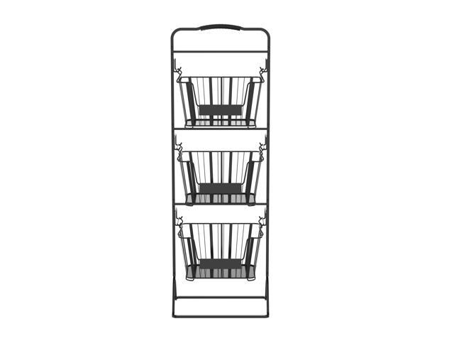 Oceanstar 3-Tier Metal Wire Storage Basket Stand with Removable Baskets Black