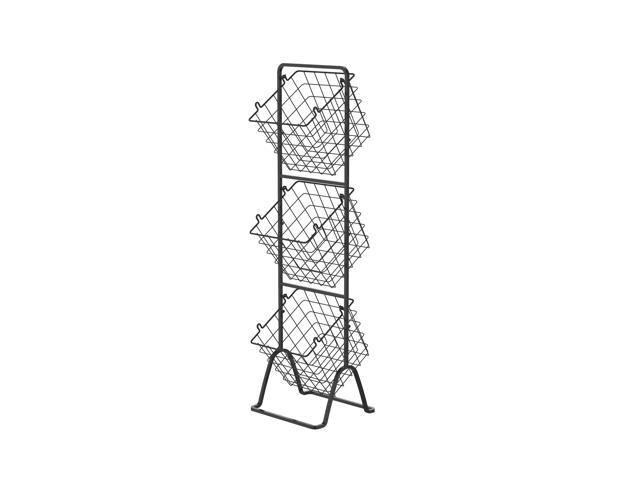 Oceanstar 3-Tier Metal Wire Storage Basket Stand with Removable Baskets Black