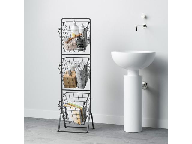 Oceanstar 3-Tier Metal Wire Storage Basket Stand with Removable Baskets Black
