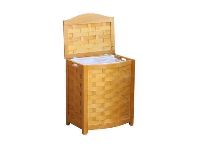 Oceanstar BHV0100N-Natural Finished Bowed Front Laundry Hamper with Interior Bag