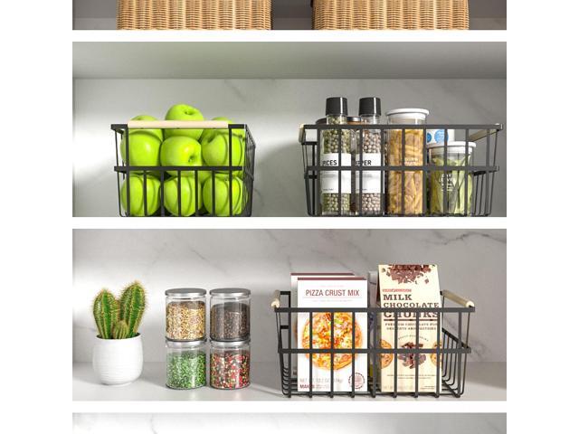 Oceanstar Metal Wire Organizer Bin Basket with Handles, Set of 3, Black