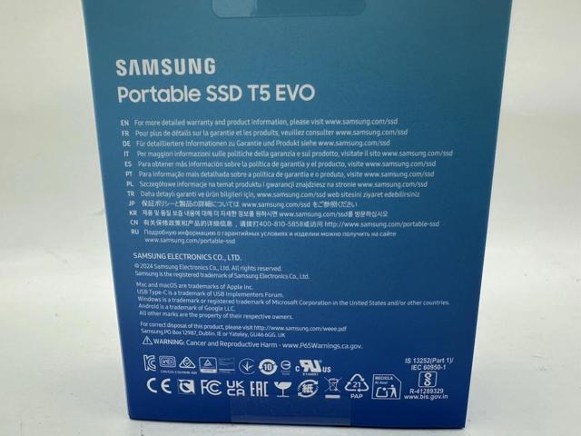 SAMSUNG T5 EVO Portable SSD 2TB, USB 3.2 Gen 1 External Solid State Drive, Seq. Read Speeds Up to 460MB/s for Gaming and Content Creation,...