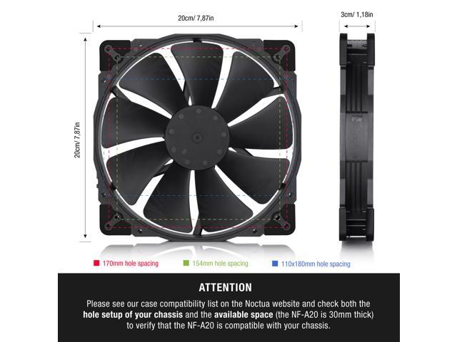 Noctua NF-A20 PWM chromax. black. swap, Premium Quiet Fan, 4-Pin (200x30mm, Black)