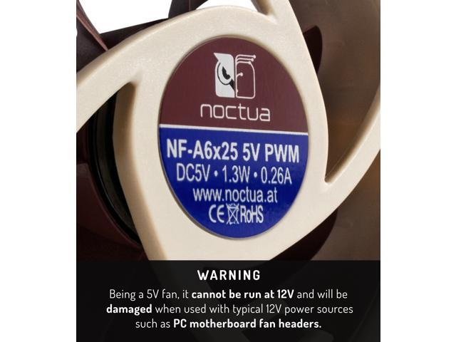 Noctua NF-A6x25 5V PWM, Premium Quiet Fan, 4-Pin, 5V Version (60mm, Brown)