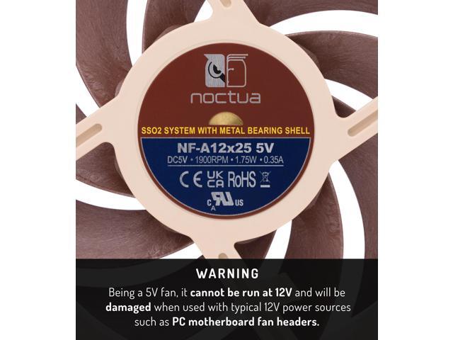 Noctua NF-A12x25 5V, Premium Quiet Fan with USB Power Adaptor Cable, 3-Pin, 5V Version (120mm, Brown)
