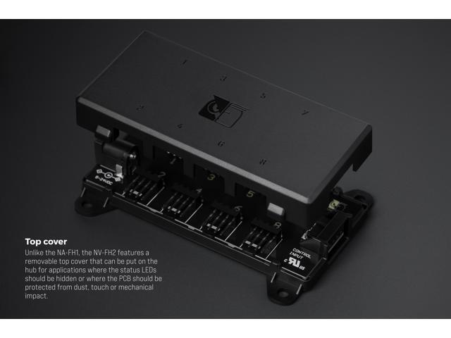 Noctua NV-FH2, 8 Channel Fan Hub for 5V, 12V, and 24V fans, up to 60W Total with Optional 5.5mm Barrel Connector Power Supply (Black)