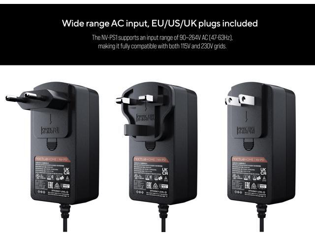 Noctua NV-PS1, 24W 115/230V AC to 12V DC Switching Power Supply for Powering 12V PC Fans Off Wall Outlets (Black)