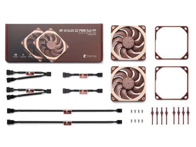 Noctua NF-A12x25 G2 PWM Sx2-PP, Dual Fan Set for Push-Pull and Side-by-Side Applications (Brown)
