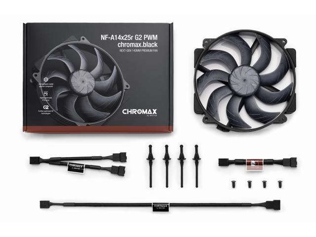 Noctua NF-A14x25r G2 PWM chromax. black, Premium-Quality Quiet Round-Frame 140mm PC Fan (Black)