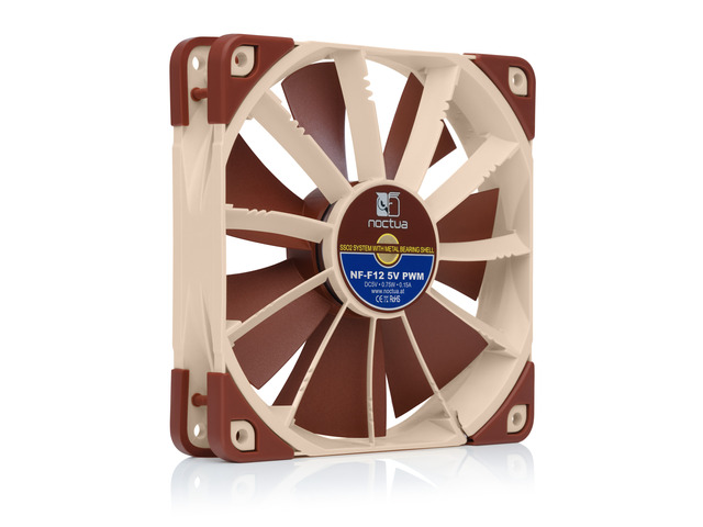 Noctua NF-F12 5V PWM, Premium Quiet Fan with USB Power Adaptor Cable, 4-Pin, 5V Version (120mm, Brown)