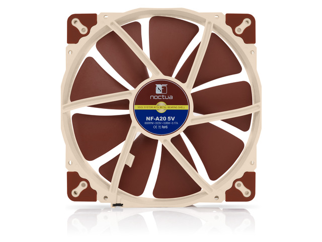 Noctua NF-A20 5V, Premium Quiet Fan with USB Power Adaptor Cable, 3-Pin, 5V Version (200x30mm, Brown)