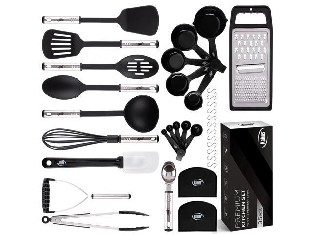 Kaluns Kitchen Utensils Set, 35Pcs Nylon and Stainless Steel Cooking Utensils, Dishwasher Safe and Heat Resistant Kitchen Tools
