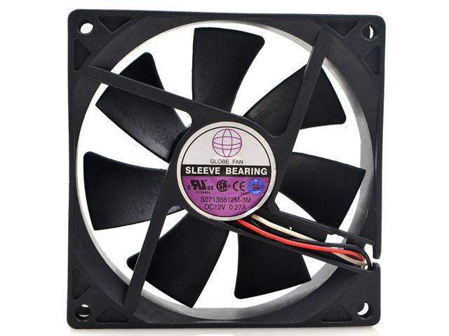 Globe Fan S07138812M-3M DC12V 0.27A Sleeve Bearing 3-pin Fan TESTED 9CM 9025 case cooling fan 90x90x25mm