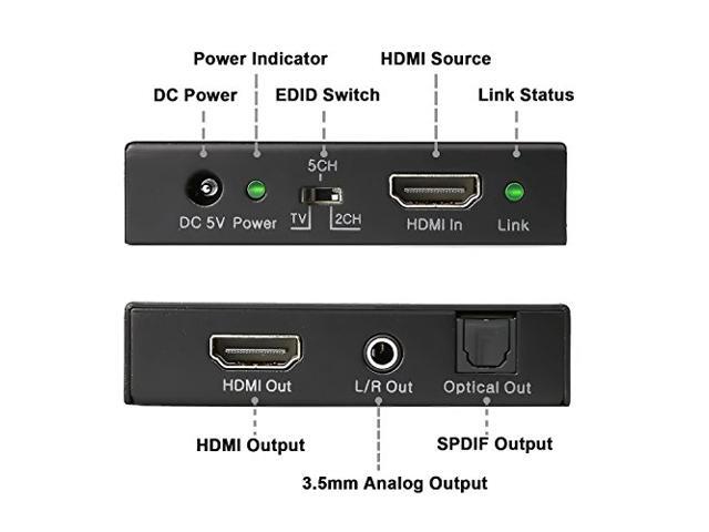 J-Tech Digital 4K 60HZ HDMI Audio Extractor Converter SPDIF + 3.5MM Output Supports HDMI 2.0, 18Gpbs Bandwidth, HDCP 2.2, Dolby Digital/DTS...