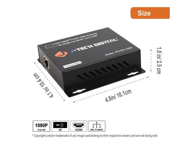 J-Tech Digital ProAV HDMI Extender Over Single Cat5e/6 Cable TCP/IP 1080p IR Remote - Up to 400' [JTD-EX-120M]