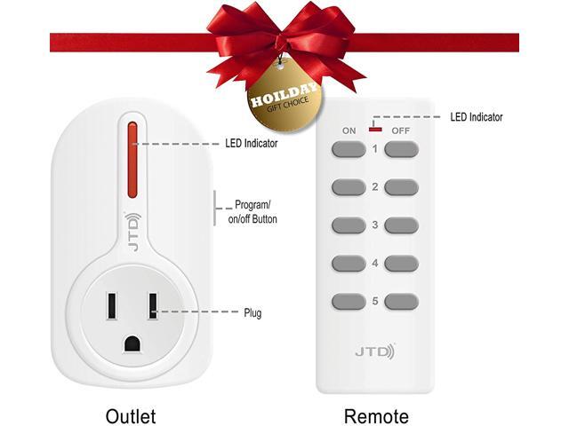 JTD 5x2 Wireless Remote Control Electrical Outlet Switch Outlet Plug Switch with remotes for Household Appliances Lamps, Lighting & Electrical...