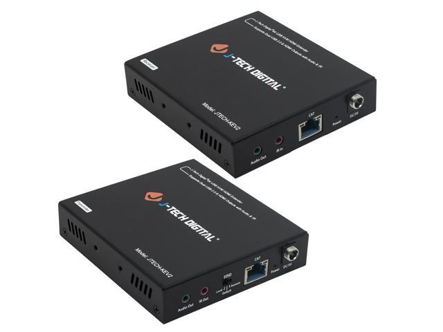 J-Tech Digital USB KVM and 4K HDMI Extender over Cat6/6a/7 Ethernet 328 FT, Dual Monitor HDMI/HDCP 1.4, 2 x USB 2.0, Near Zero Latency Audio...