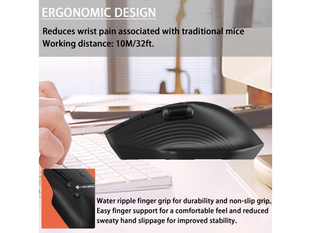 Wireless Ergonomic Mouse w/ Side Thumb Scroll Wheel 3 Adjustable DPI (800/1200/1600) Compatible w/ Windows, MAC, PC, Laptop by J-Tech Digital