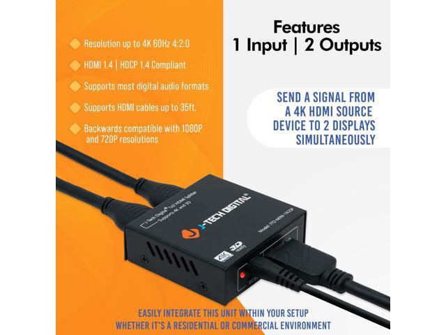 J-Tech Digital JTD-MINI-1x2SP 2 Port 1X2 Powered Hdmi Super Mini Splitter for Full Hd 1080P with 3D Capability