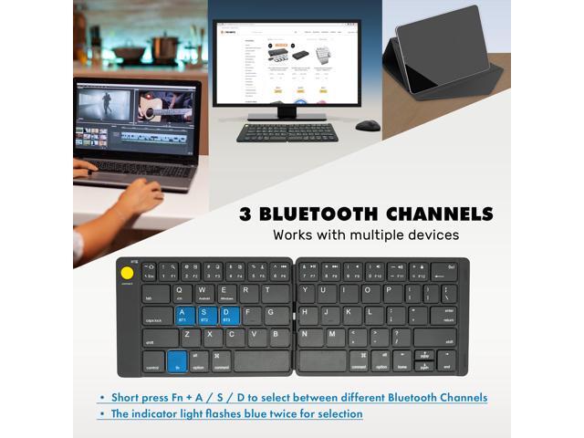 Wireless Keyboard and Mouse Combo Foldable Bluetooth Multi-Device Keyboard Sliding Mouse 2-in-1 with Laser Pointer and Remote Clicker ...