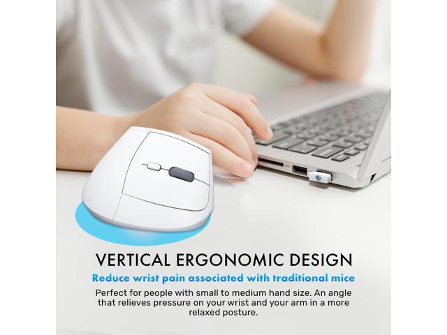 J-Tech Digital Wireless Mouse, Vertical Ergonomic Mouse with 2.4G Wireless & Bluetooth for 3 Multi-Device Function, Adjustable DPI Modes,...